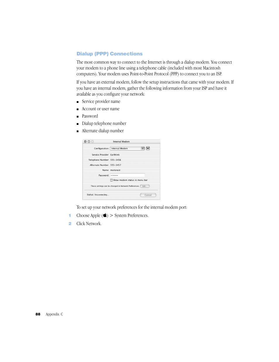 Dialup (ppp) connections, Dialup (ppp) connections 88 | Apple G4 17-inch User Manual | Page 88 / 104