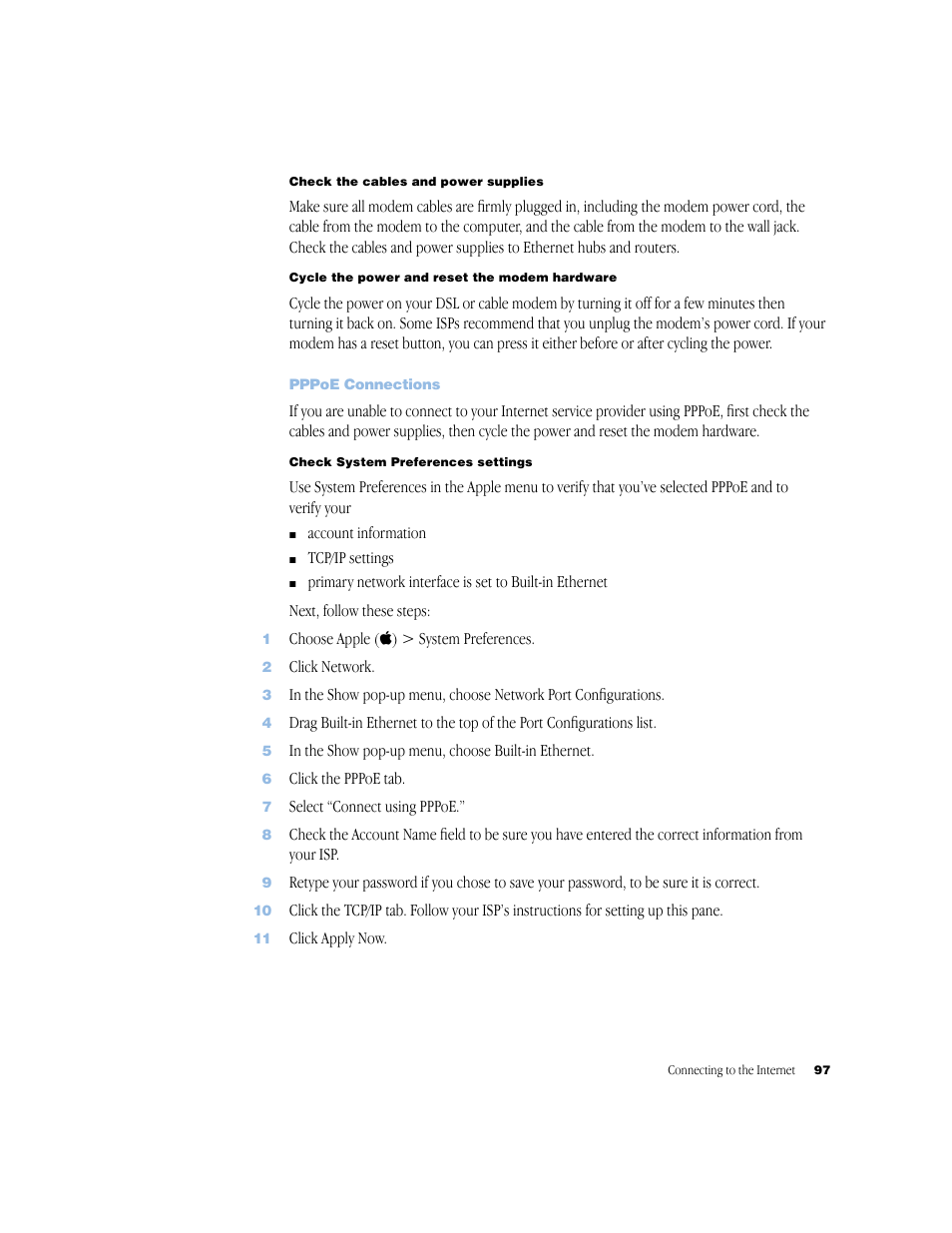 Pppoe connections | Apple G4 17-inch User Manual | Page 97 / 104