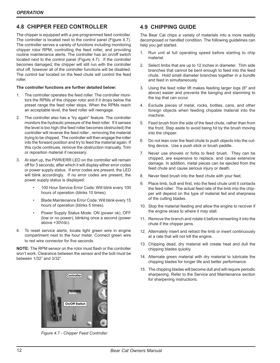 9 chipping guide, 8 chipper feed controller | Echo 7812086 Owners Manual v.2 User Manual | Page 16 / 28