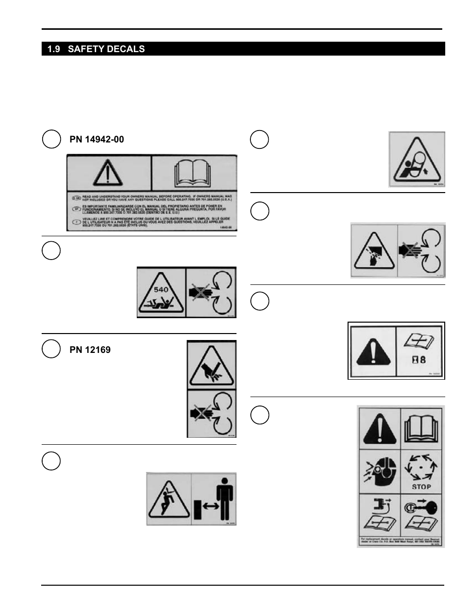 9 safety decals | Echo 77412 Owners Manual v.5 User Manual | Page 9 / 42