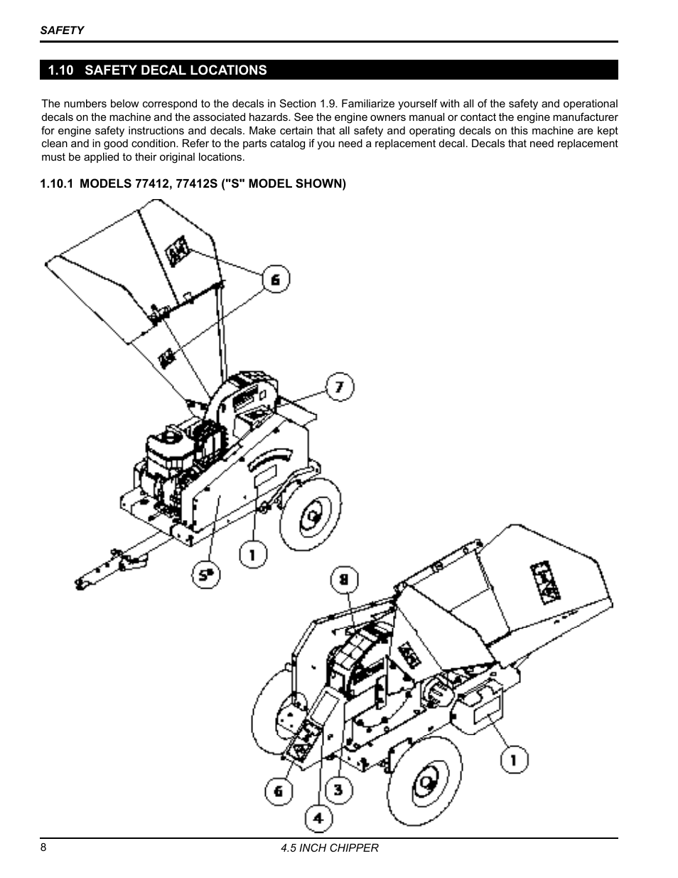 10 safety decal locations | Echo 77412 Owners Manual v.4 User Manual | Page 10 / 43