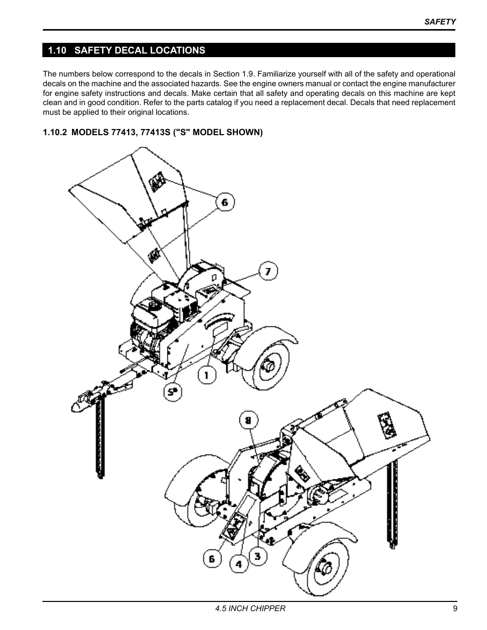 10 safety decal locations | Echo 77412 Owners Manual v.4 User Manual | Page 11 / 43