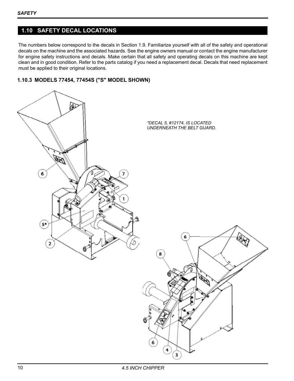10 safety decal locations | Echo 77412 Owners Manual v.4 User Manual | Page 12 / 43