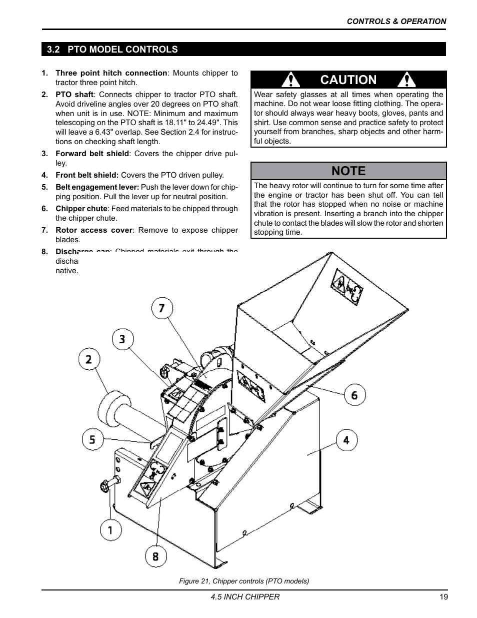 2 pto model controls, Caution | Echo 77412 Owners Manual v.4 User Manual | Page 21 / 43