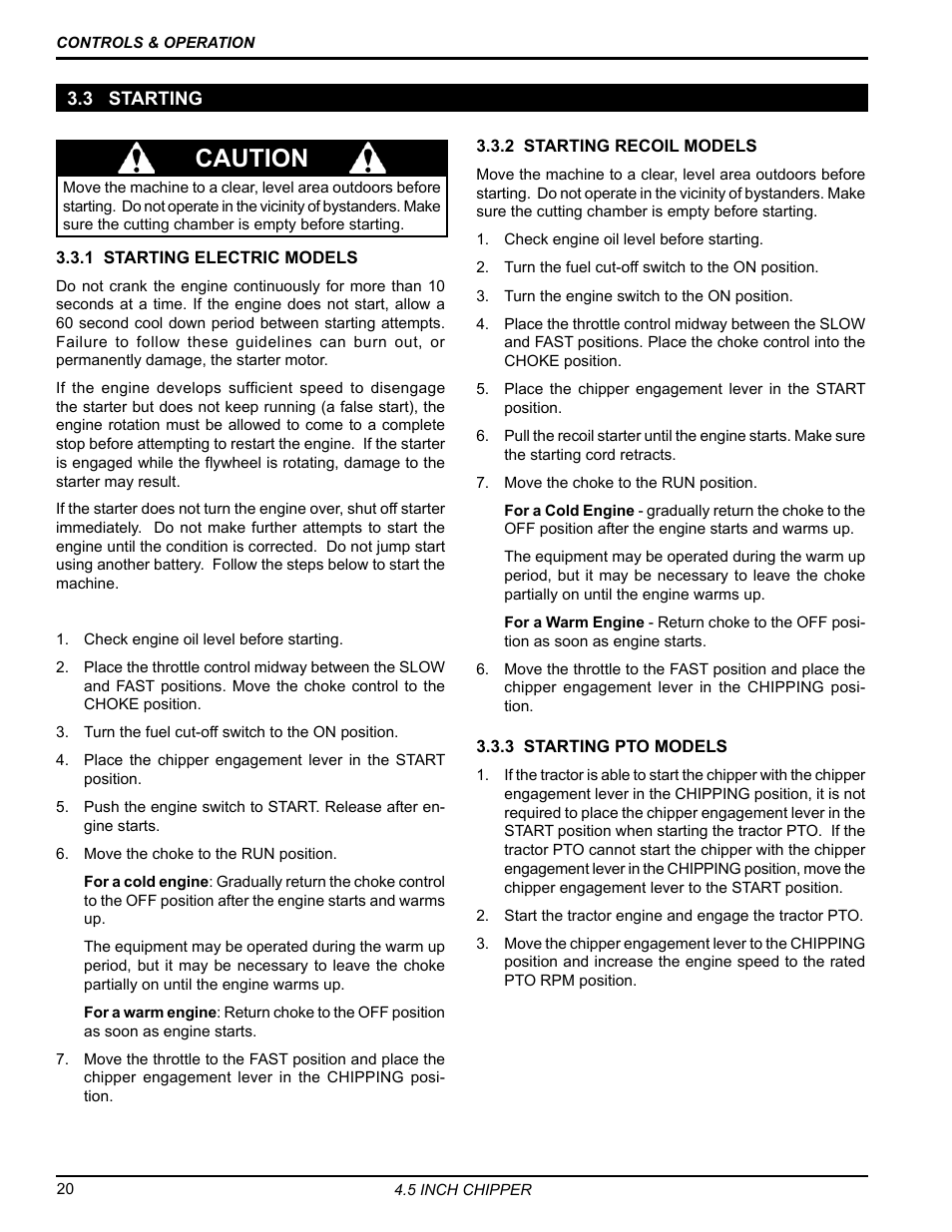 3 starting, Caution | Echo 77412 Owners Manual v.4 User Manual | Page 22 / 43