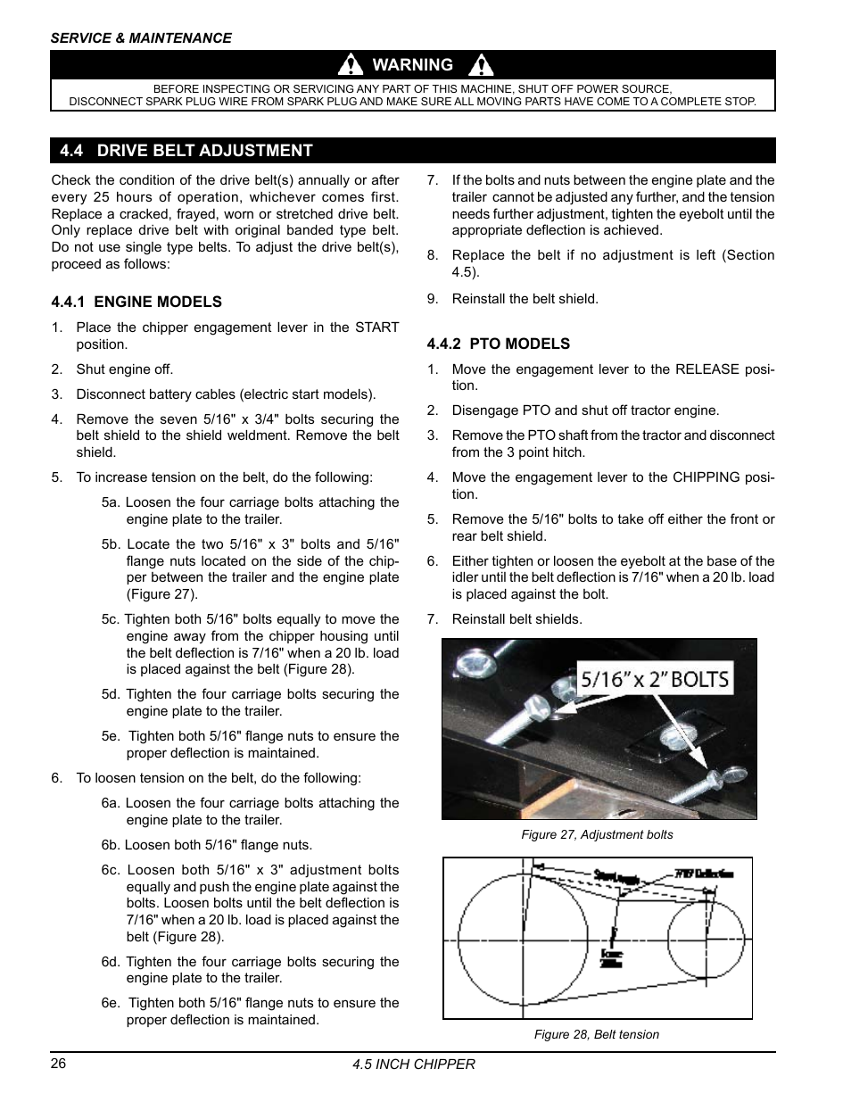 4 drive belt adjustment | Echo 77412 Owners Manual v.4 User Manual | Page 28 / 43