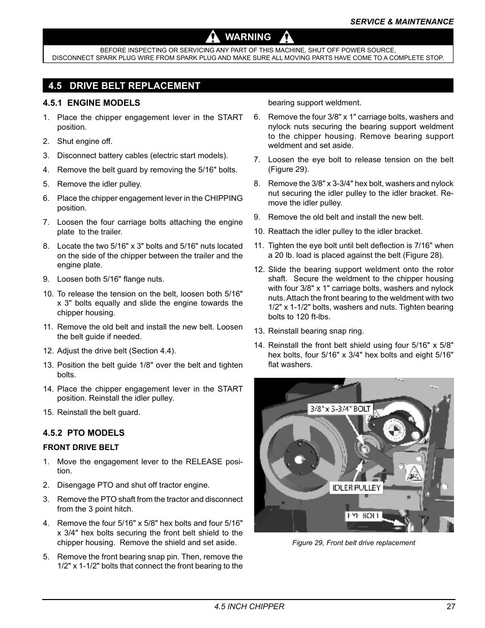 5 drive belt replacement | Echo 77412 Owners Manual v.4 User Manual | Page 29 / 43
