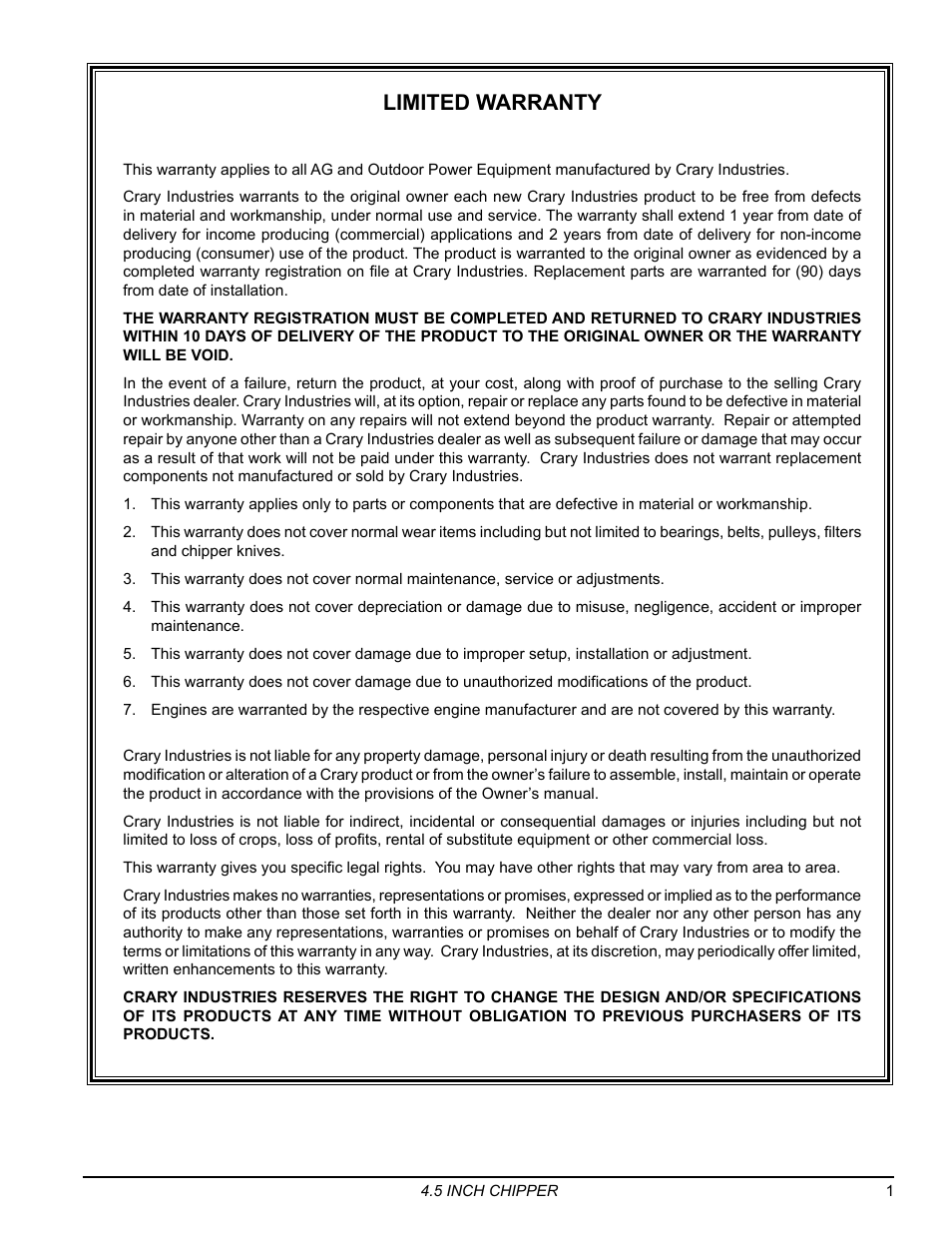 Limited warranty | Echo 77412 Owners Manual v.4 User Manual | Page 3 / 43