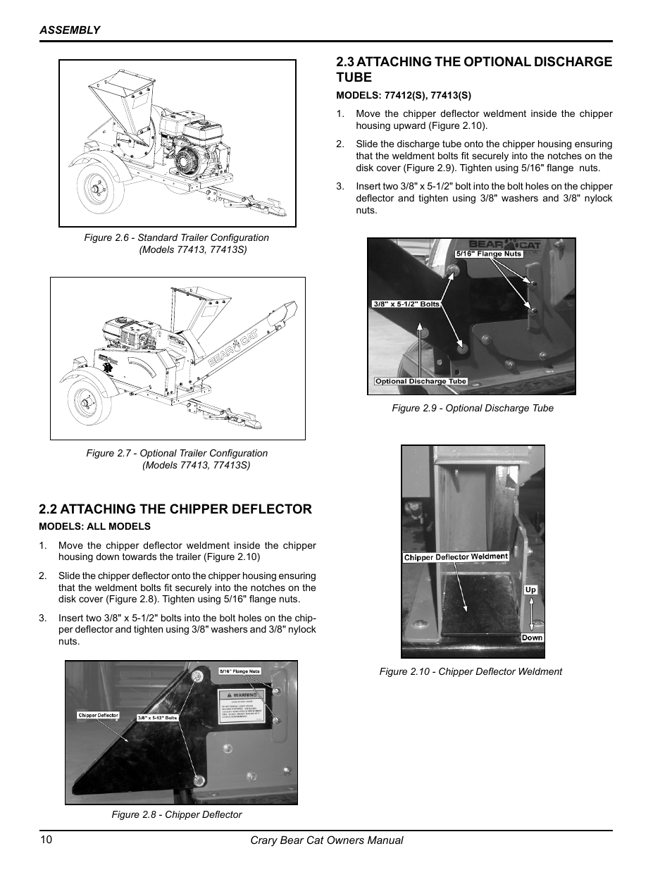 2 attaching the chipper deflector, 3 attaching the optional discharge tube | Echo 77412 Owners Manual v.3 User Manual | Page 12 / 94