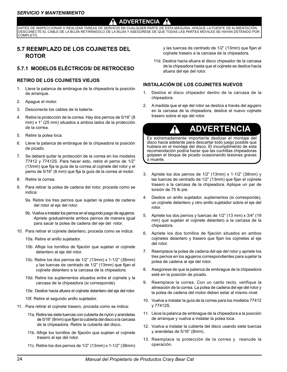 Advertencia | Echo 77412 Owners Manual v.3 User Manual | Page 54 / 94