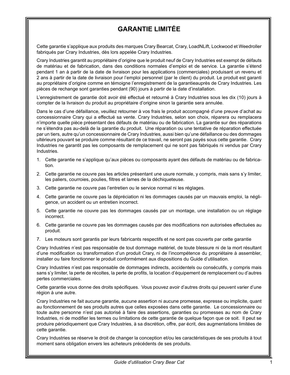 Garantie limitée | Echo 77412 Owners Manual v.3 User Manual | Page 63 / 94