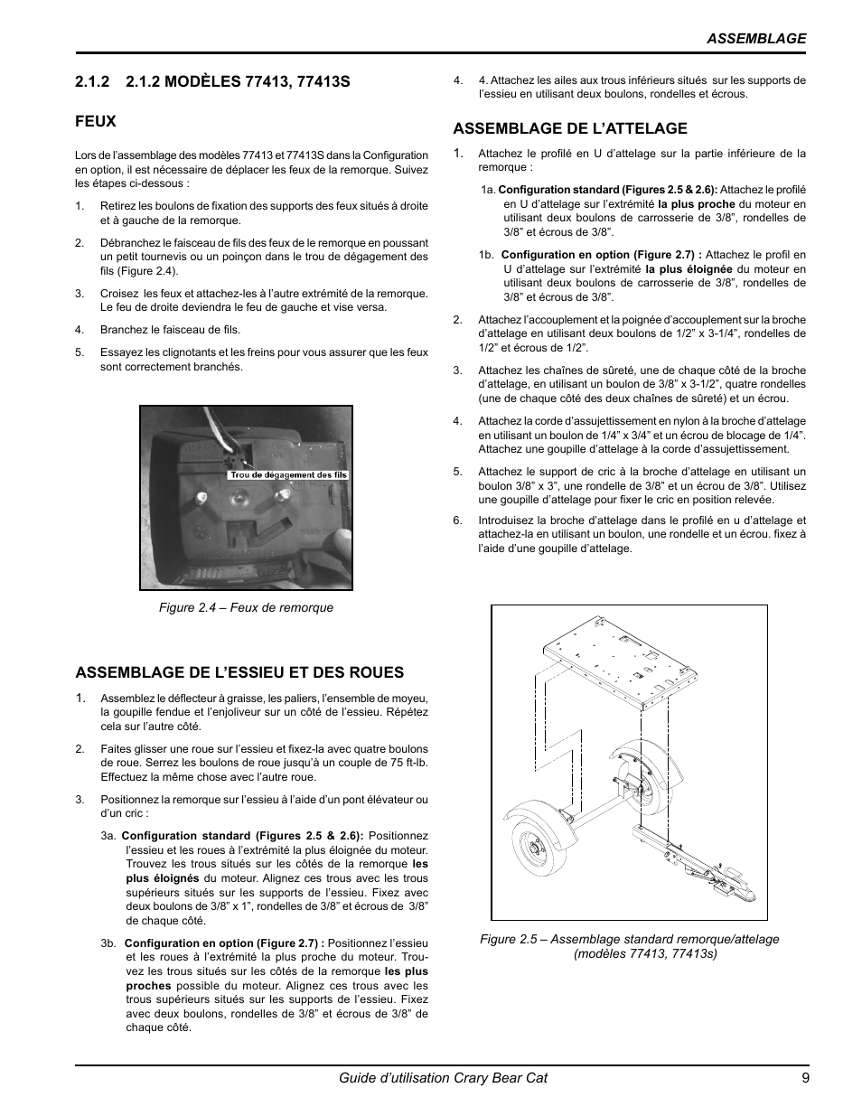 Assemblage de l’attelage, Feux | Echo 77412 Owners Manual v.3 User Manual | Page 71 / 94