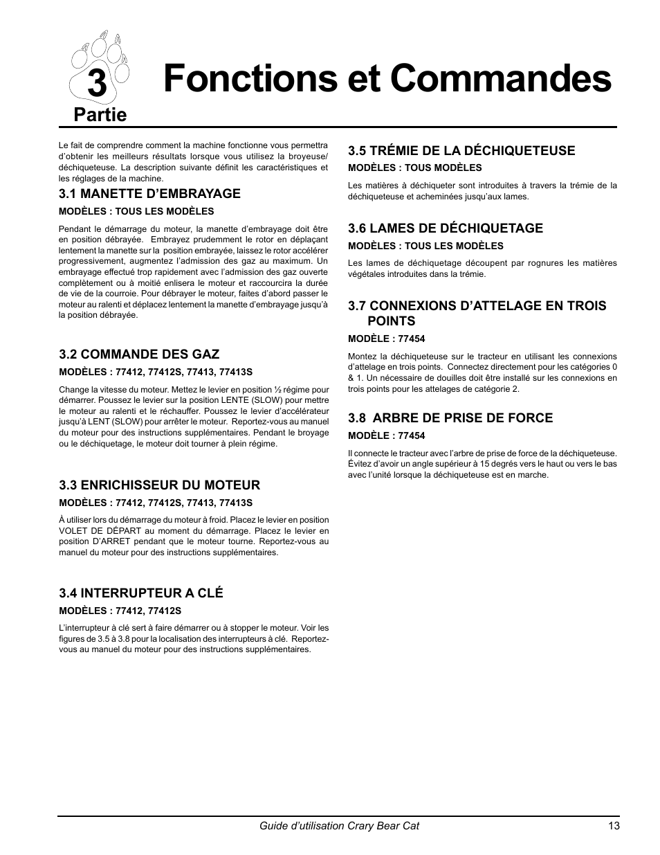 Fonctions et commandes 3, Partie | Echo 77412 Owners Manual v.3 User Manual | Page 75 / 94