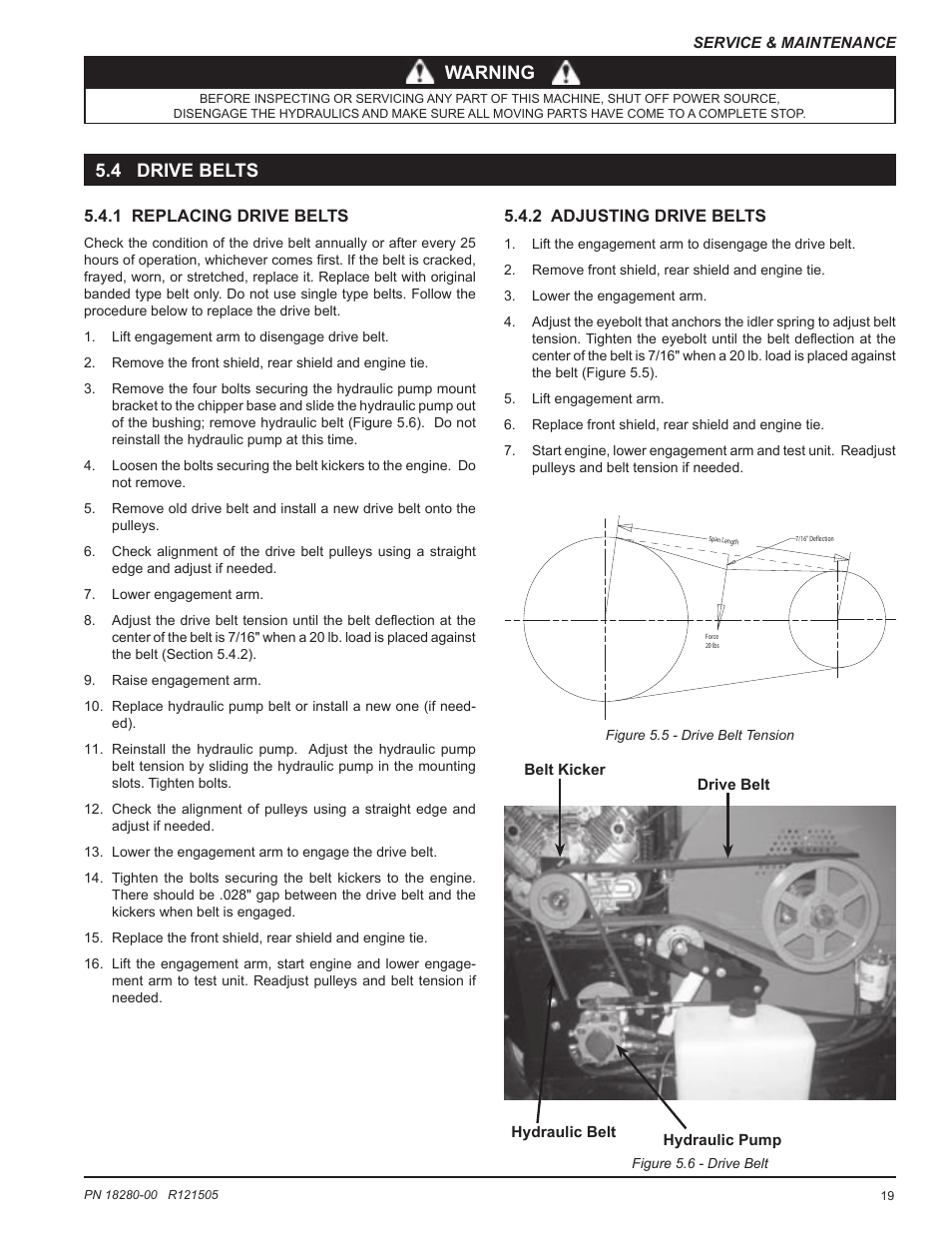 Warning, 4 drive belts | Echo 76824 Owners Manual v.1 User Manual | Page 21 / 31