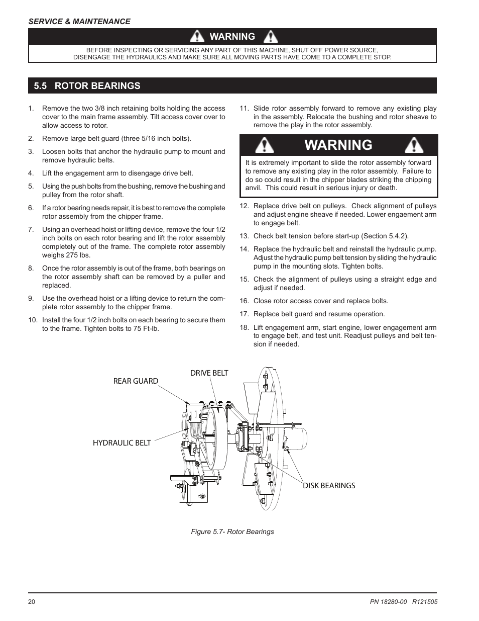 Warning, 5 rotor bearings | Echo 76824 Owners Manual v.1 User Manual | Page 22 / 31