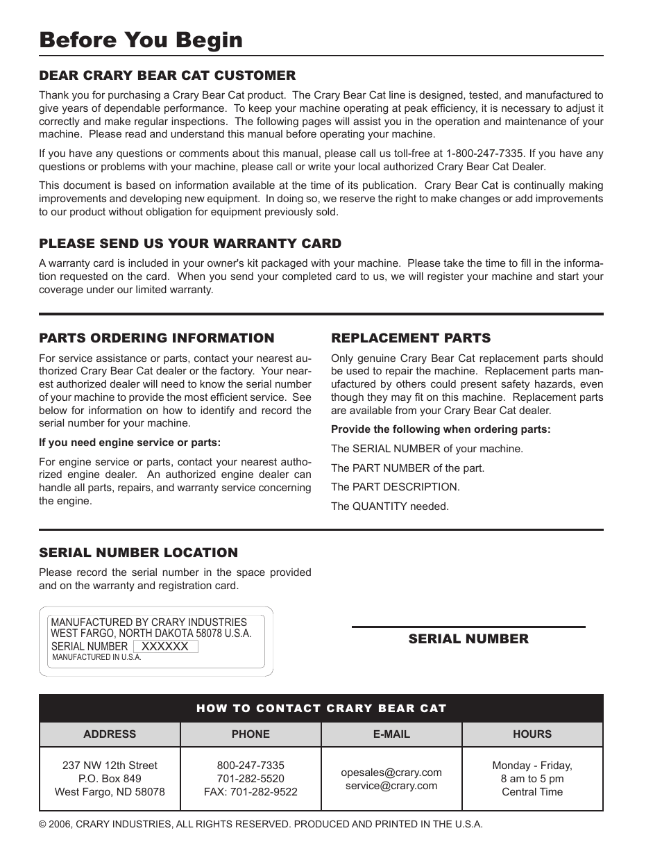 Before you begin | Echo 76624 Owners Manual v.3 User Manual | Page 2 / 33