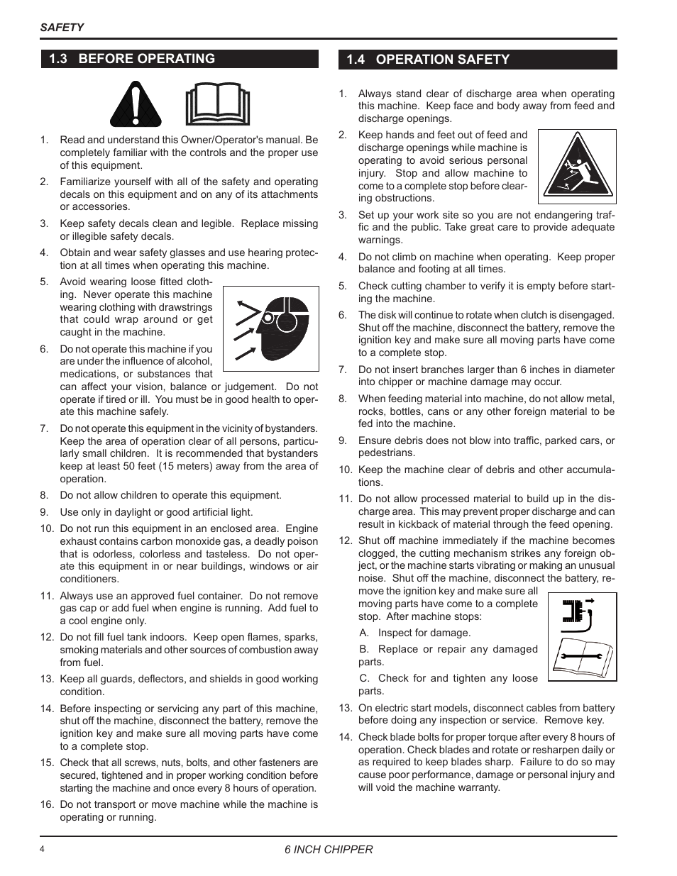 3 before operating, 4 operation safety | Echo 76624 Owners Manual v.3 User Manual | Page 6 / 33