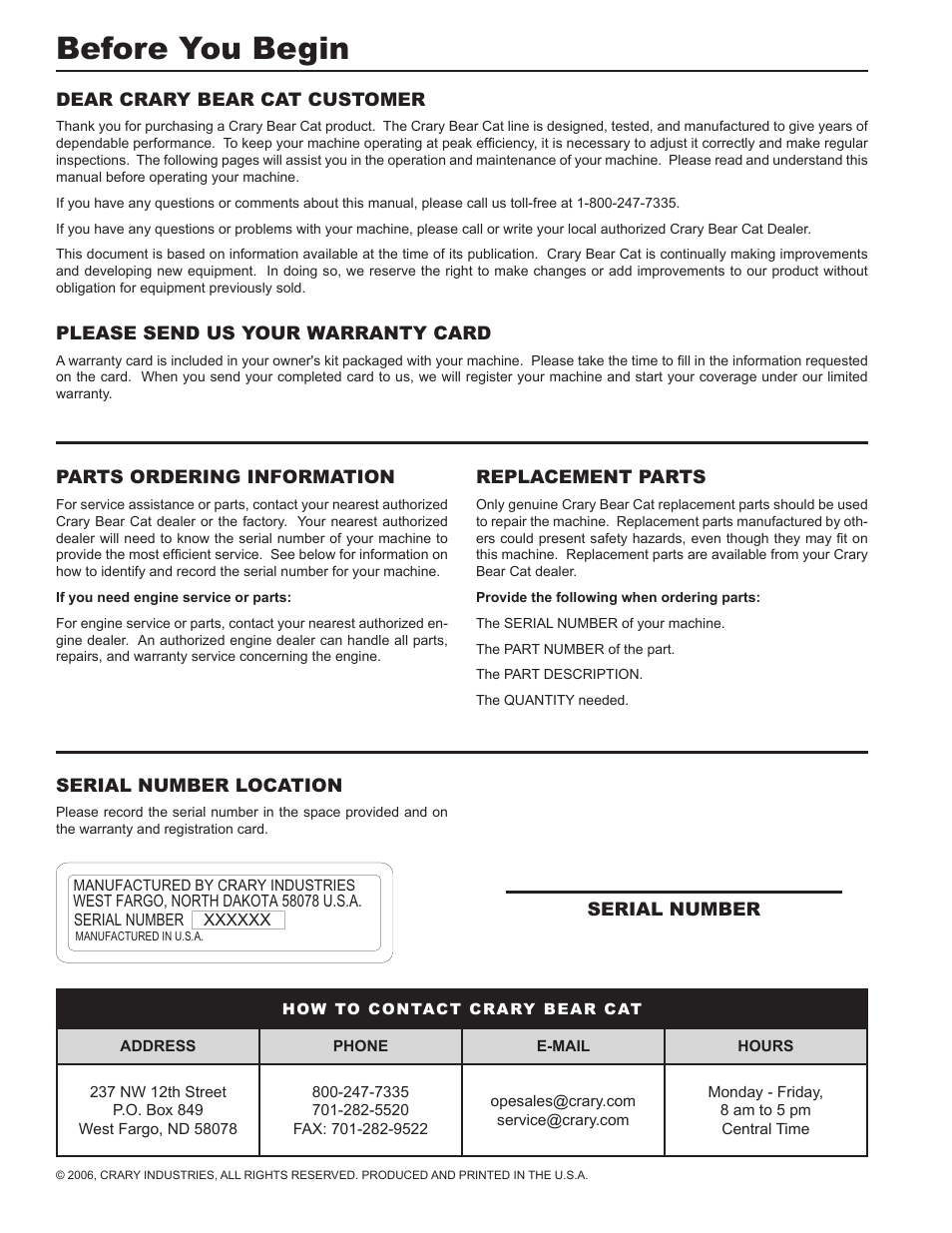 Before you begin | Echo 76624 Owners Manual v.1 User Manual | Page 2 / 33