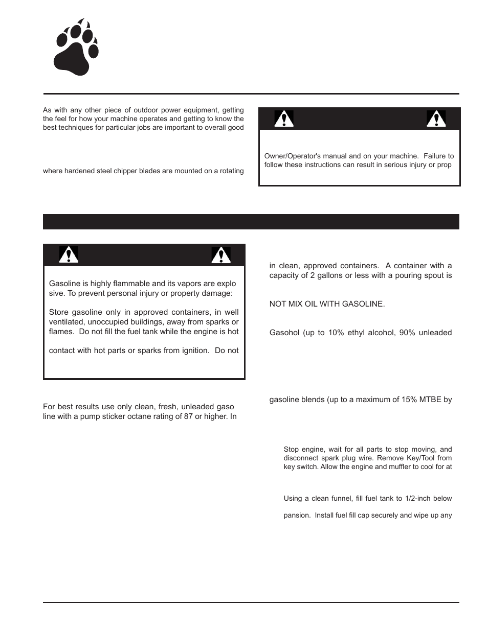 Operation, Warning | Echo 76628S User Manual | Page 17 / 34