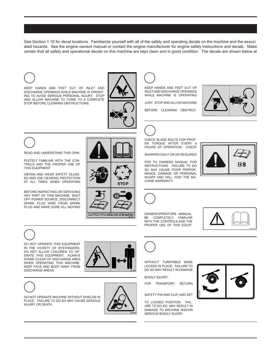 9 safety decals | Echo 76628S User Manual | Page 9 / 34