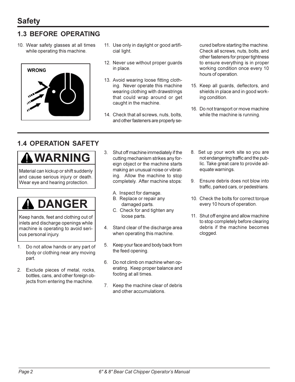 Danger, Warning, Safety | 3 before operating, 4 operation safety | Echo 74824 Owners Manual v.2 User Manual | Page 6 / 24