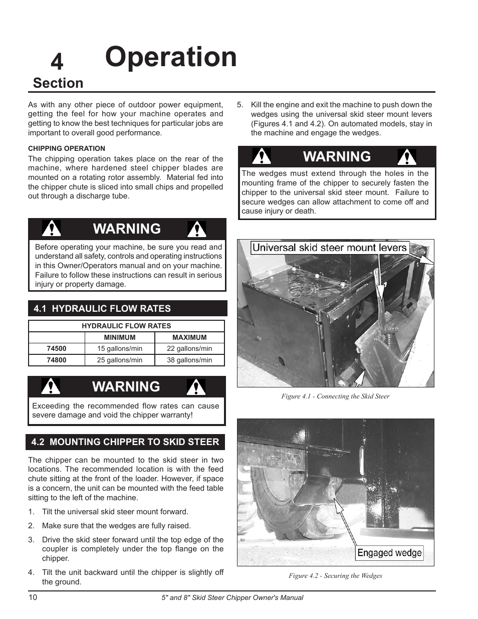 Operation, Warning | Echo 74500 Owners Manual v.4 User Manual | Page 12 / 28