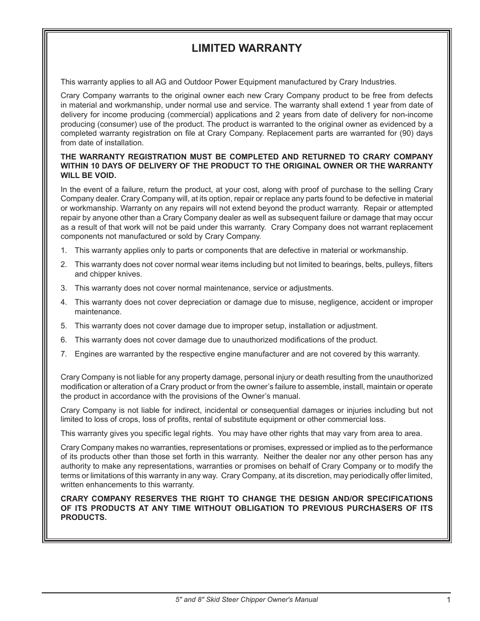 Limited warranty | Echo 74500 Owners Manual v.4 User Manual | Page 3 / 28