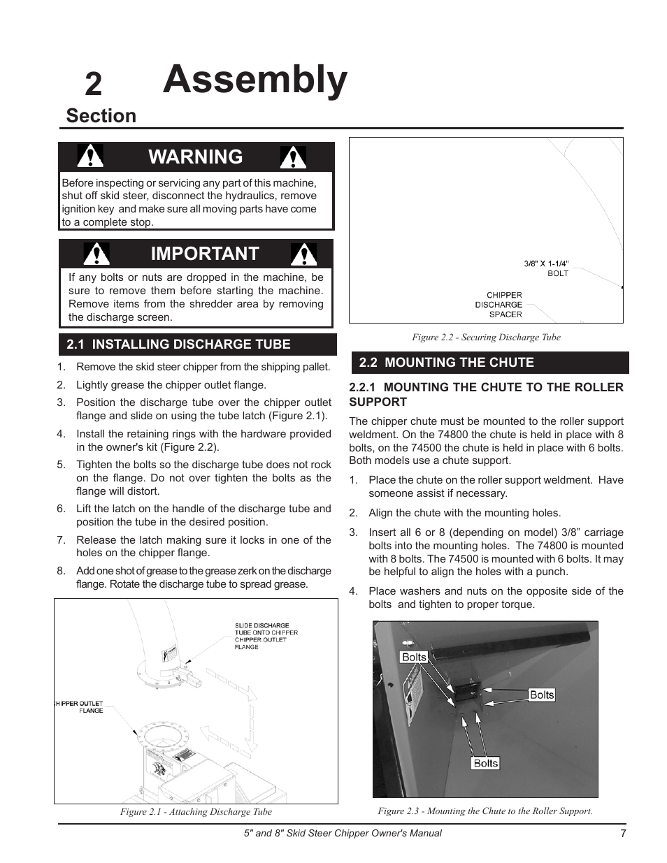 Assembly, Warning, Important | Echo 74500 Owners Manual v.4 User Manual | Page 9 / 28