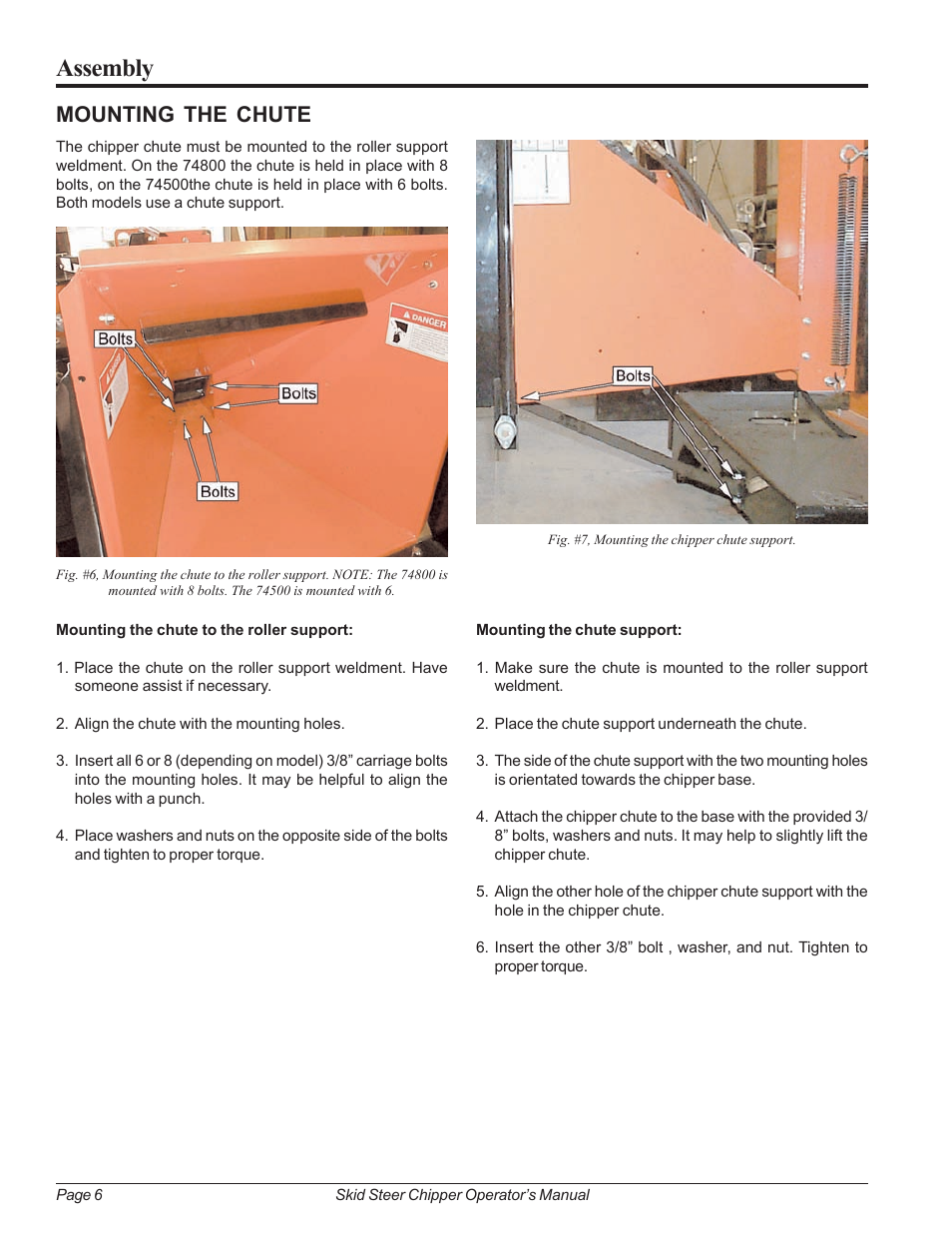 Mounting the chute, Assembly | Echo 74500 Owners Manual v.2 User Manual | Page 12 / 32