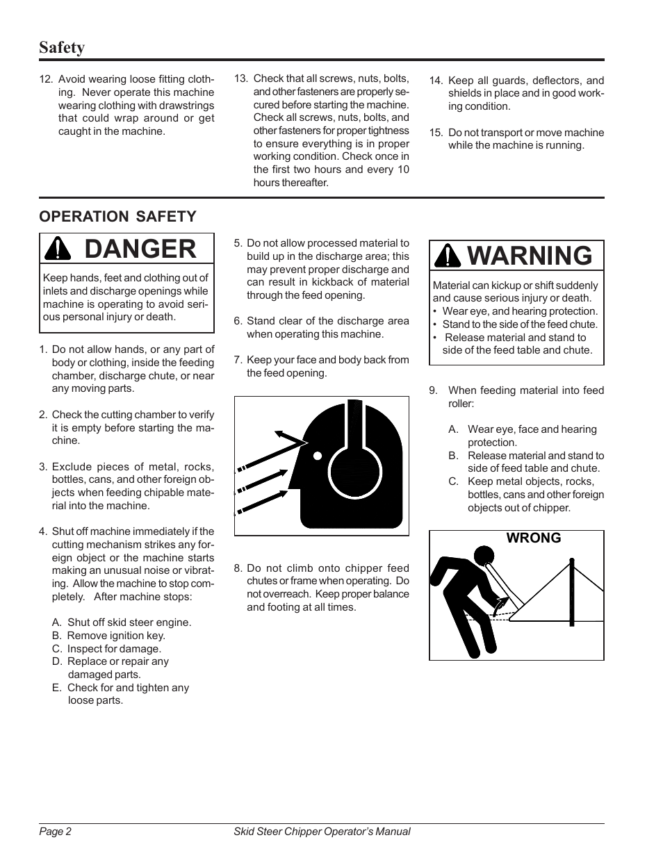 Operation safety, Danger, Warning | Safety | Echo 74500 Owners Manual v.2 User Manual | Page 8 / 32
