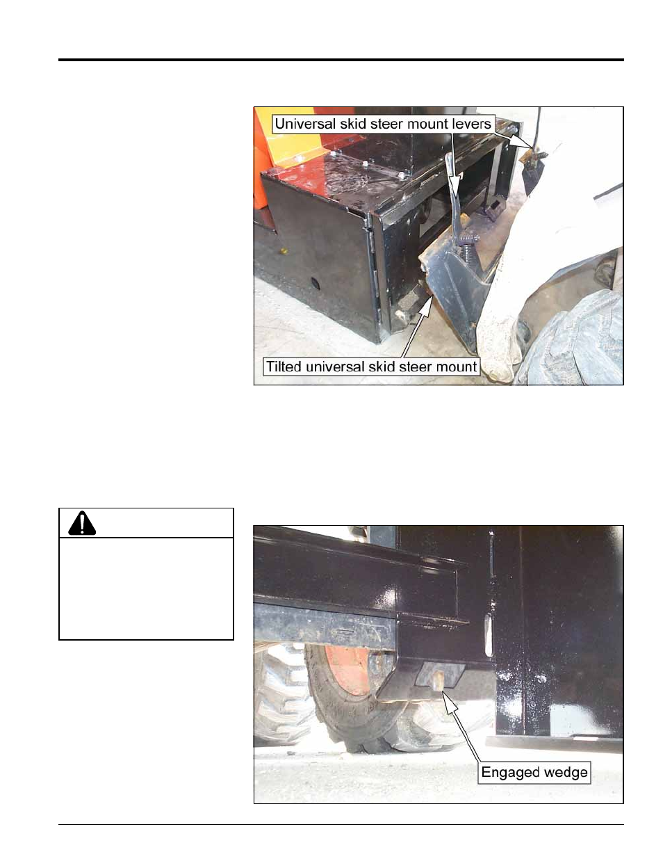 Warning, Operation, Mounting the chipper to the skid steer | Echo 74500 Owners Manual v.1 User Manual | Page 15 / 28