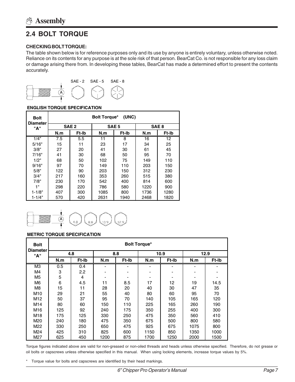 Assembly, 4 bolt torque | Echo 74624S Owners Manual v.1 User Manual | Page 13 / 36