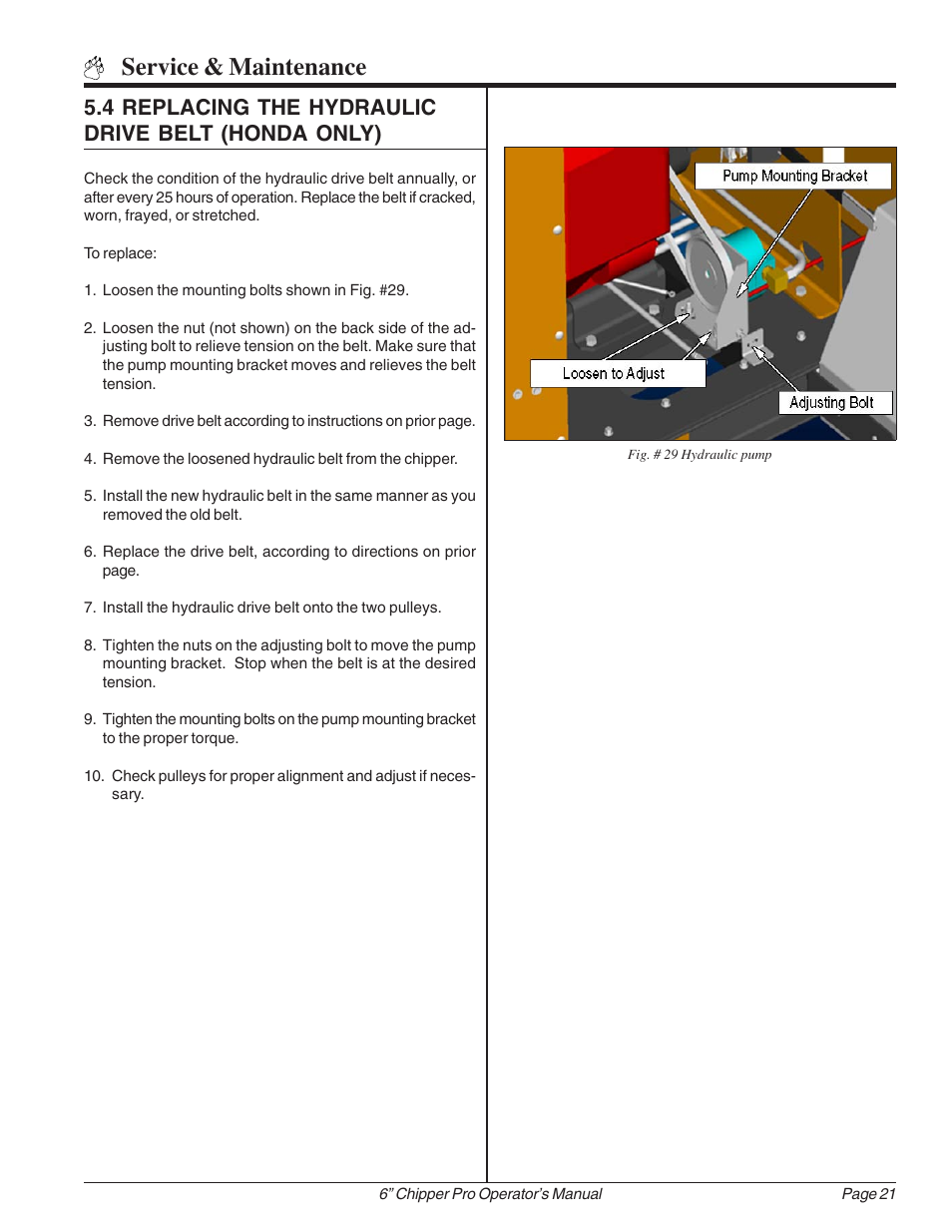 Service & maintenance, 4 replacing the hydraulic drive belt (honda only) | Echo 74624S Owners Manual v.1 User Manual | Page 27 / 36