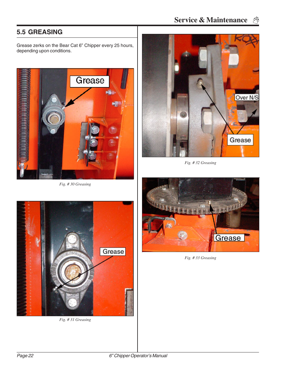 Service & maintenance, 5 greasing | Echo 74624S Owners Manual v.1 User Manual | Page 28 / 36
