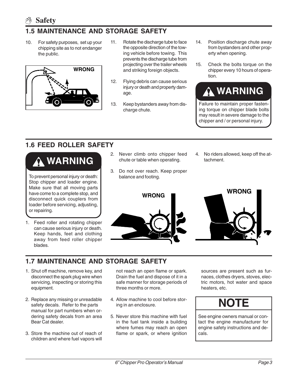Warning, Safety, 7 maintenance and storage safety | Echo 74624S Owners Manual v.1 User Manual | Page 9 / 36