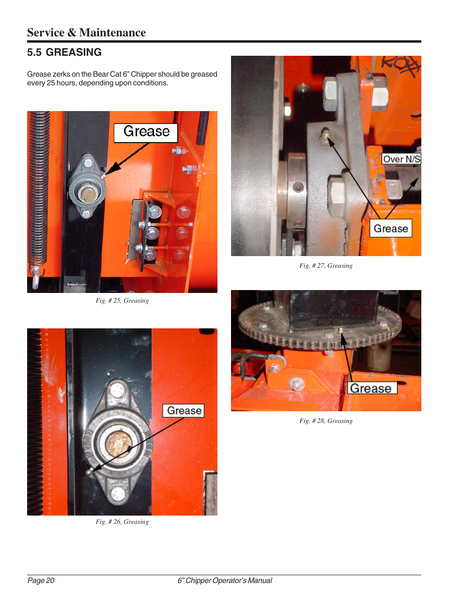 Service & maintenance, 5 greasing | Echo 74624 Owners Manual v.1 User Manual | Page 26 / 32