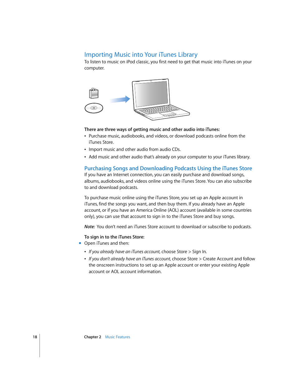 Importing music into your itunes library | Apple iPod Classic User Manual | Page 18 / 76