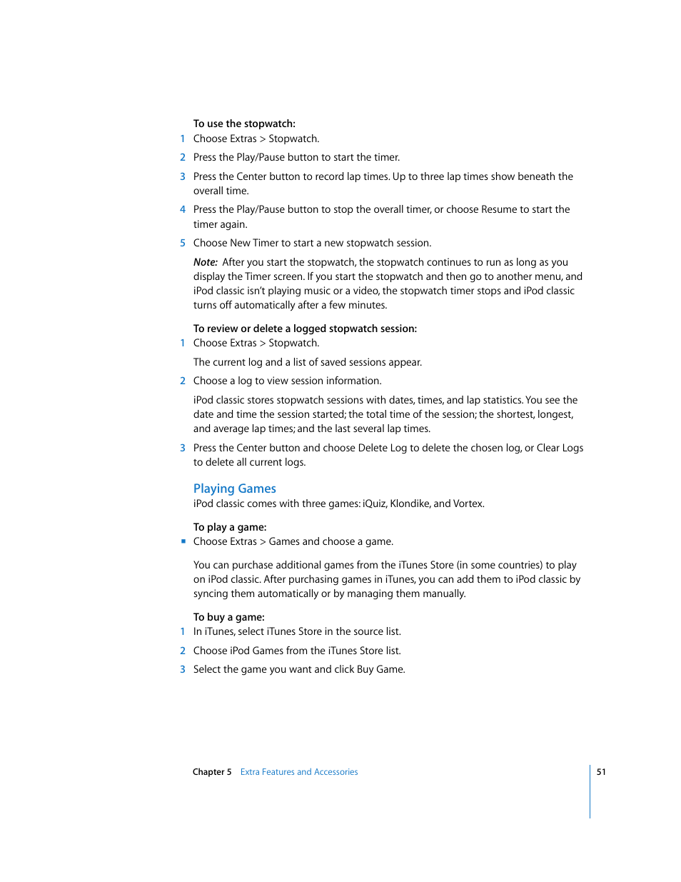 Playing games | Apple iPod Classic User Manual | Page 51 / 76