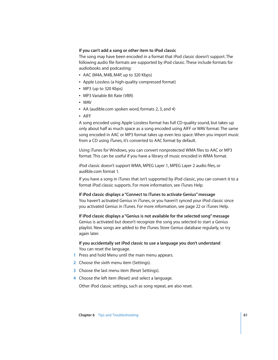 Apple iPod Classic User Manual | Page 61 / 76