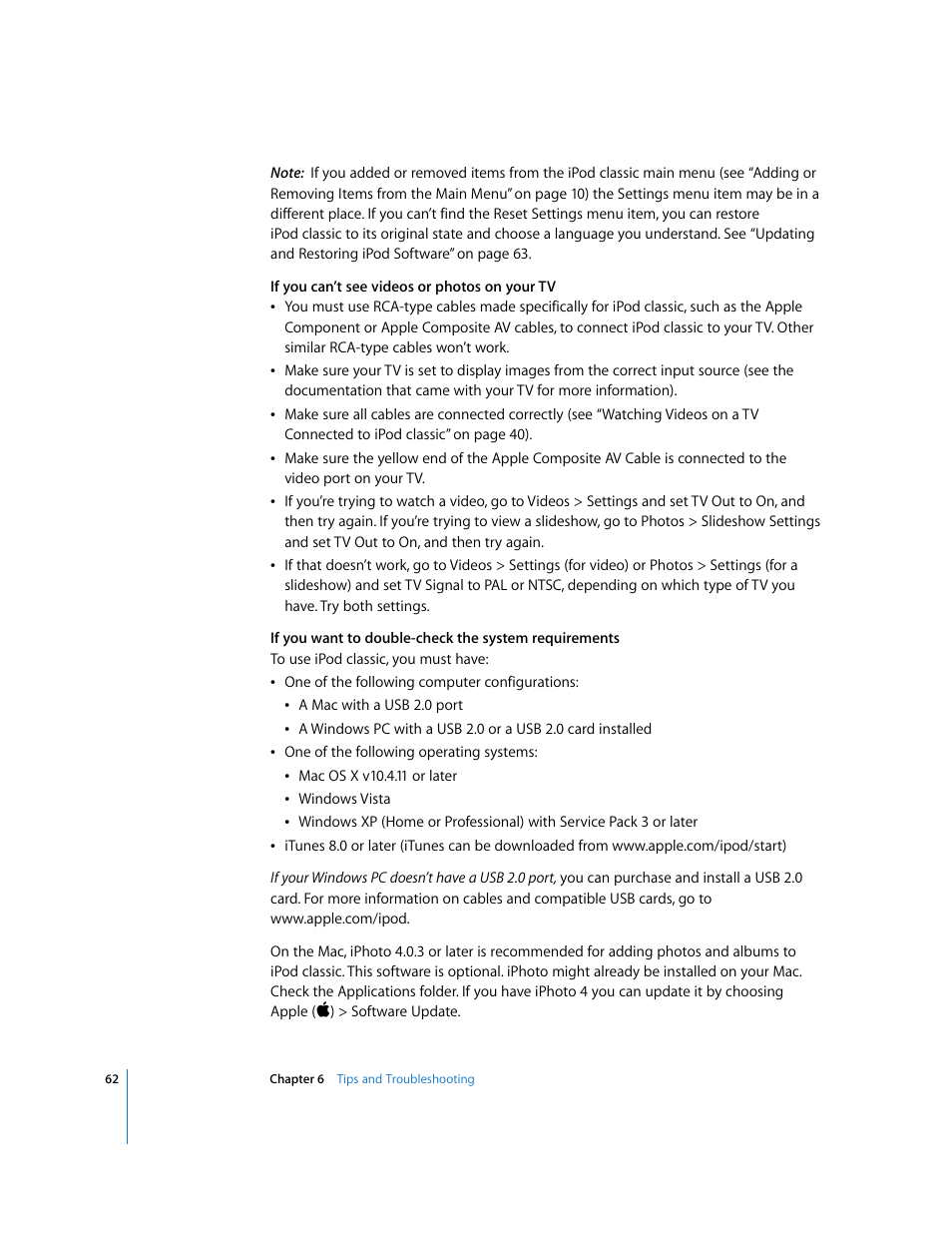 Apple iPod Classic User Manual | Page 62 / 76