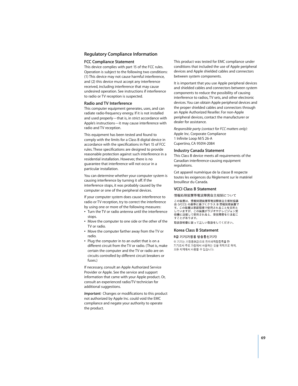 Regulatory compliance information | Apple iPod Classic User Manual | Page 69 / 76