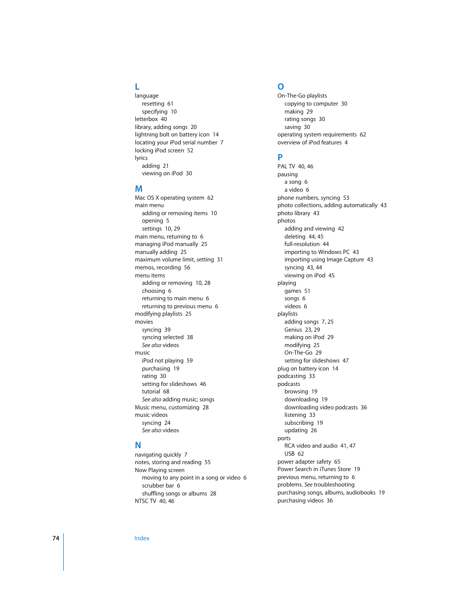 Apple iPod Classic User Manual | Page 74 / 76