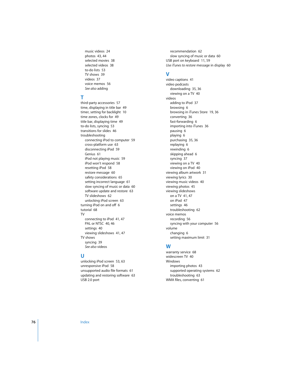 Apple iPod Classic User Manual | Page 76 / 76