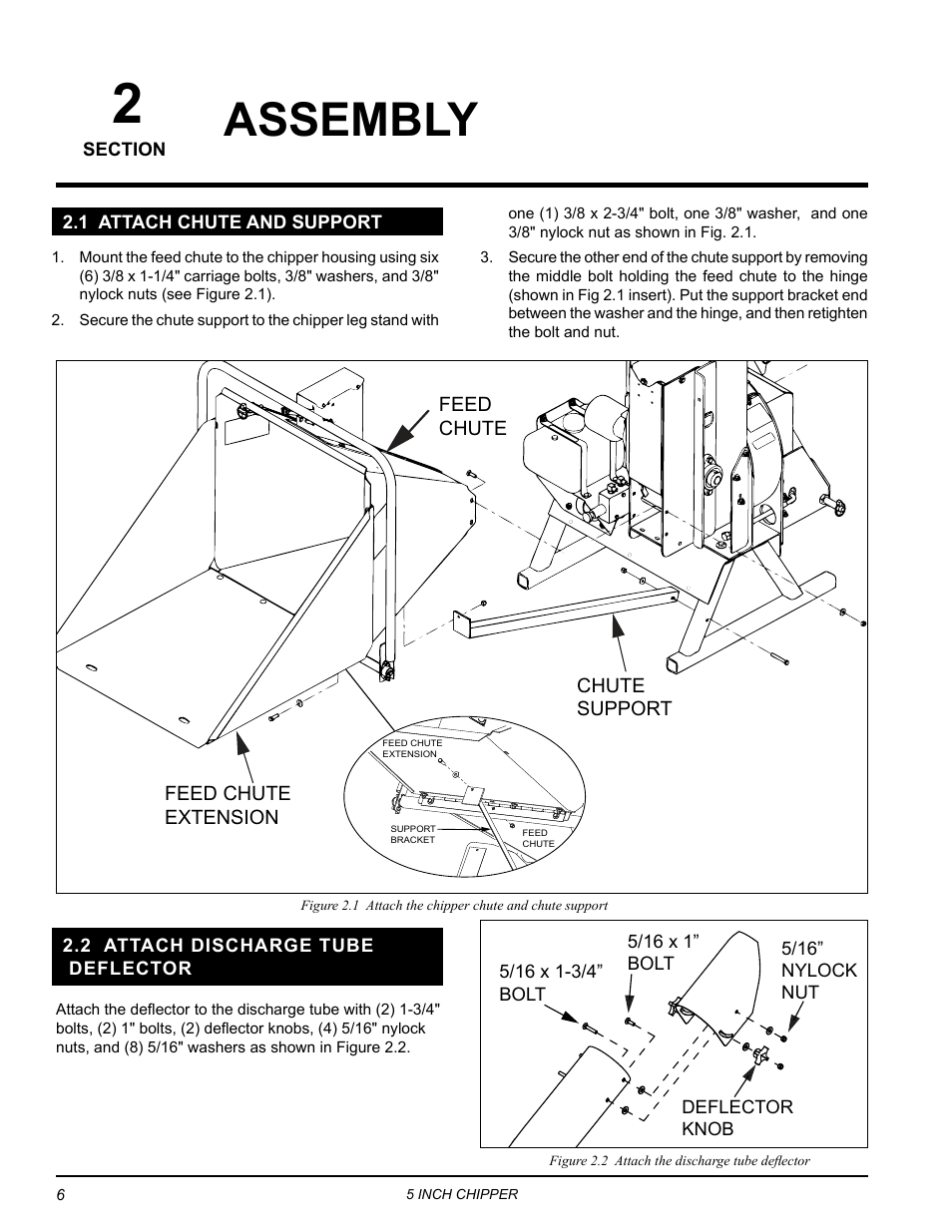 Assembly, 1 attach chute and support, 2 attach discharge tube deflector | Echo 74554 Owners Manual v.3 User Manual | Page 10 / 26