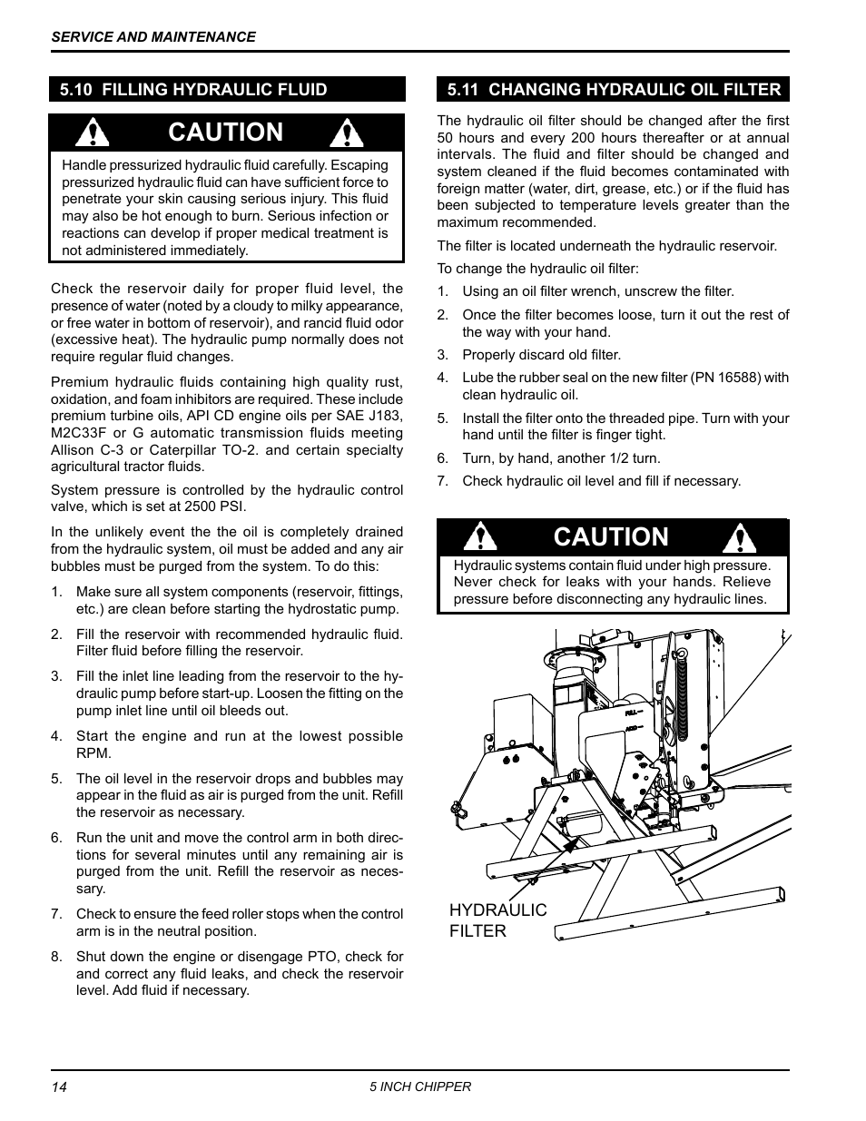 10 filling hydraulic fluid, 11 changing hydraulic oil filter, Caution | Echo 74554 Owners Manual v.3 User Manual | Page 18 / 26