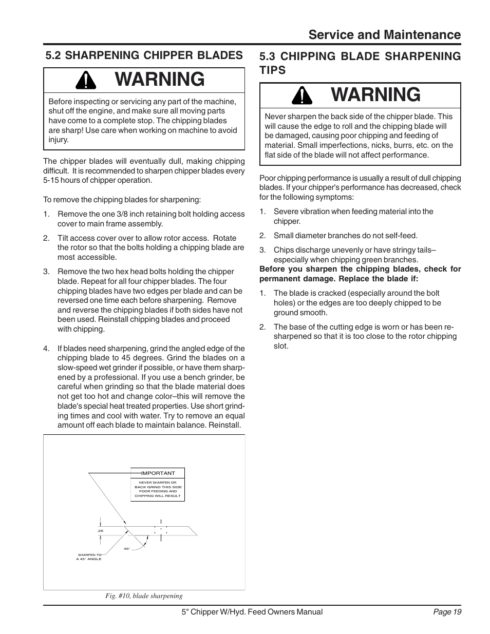 Warning, Service and maintenance | Echo 74520 Owners Manual v.2 User Manual | Page 23 / 36