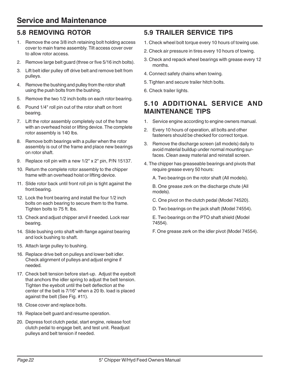 Service and maintenance | Echo 74520 Owners Manual v.2 User Manual | Page 26 / 36