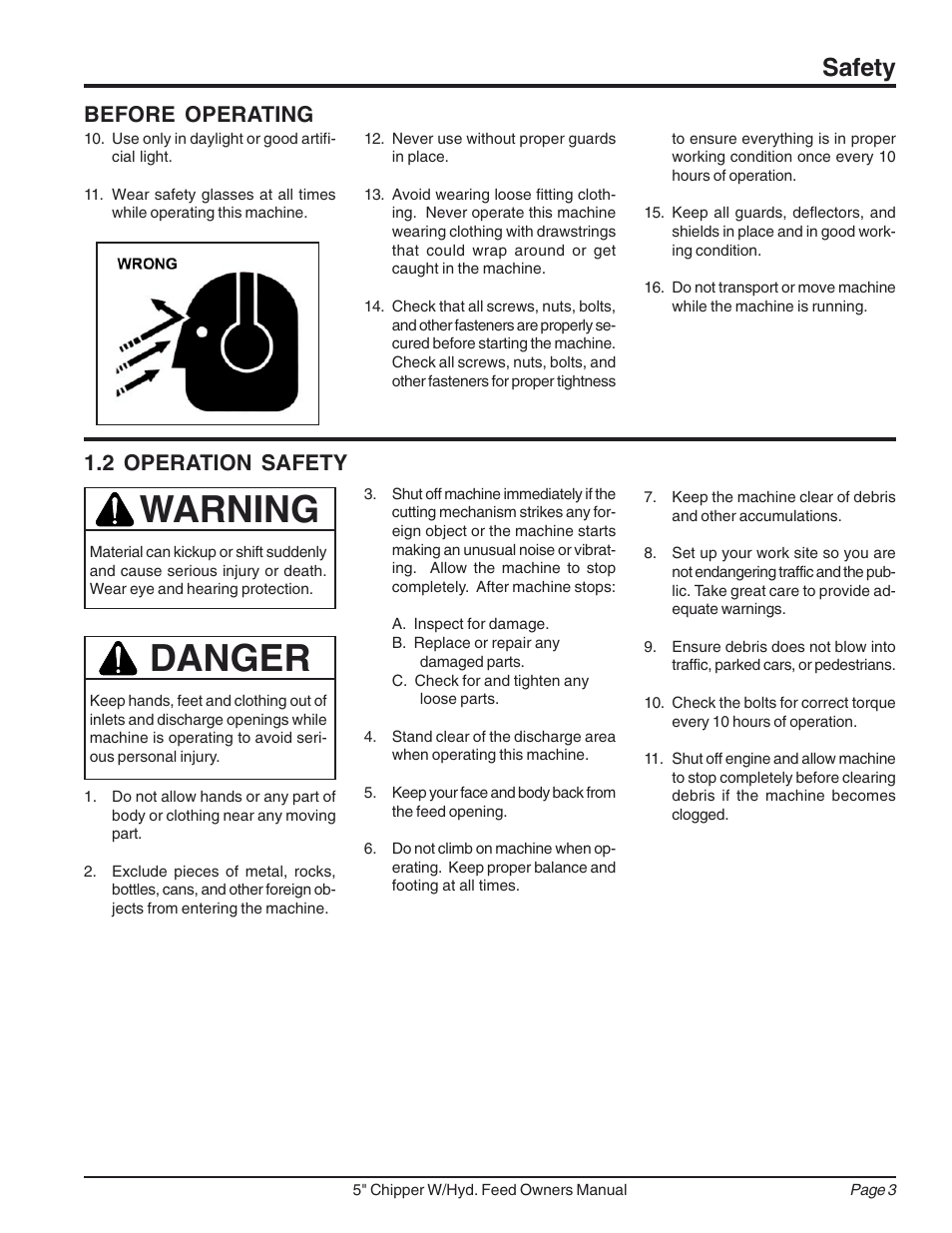 Danger, Warning, Safety | Before operating, 2 operation safety | Echo 74520 Owners Manual v.2 User Manual | Page 7 / 36