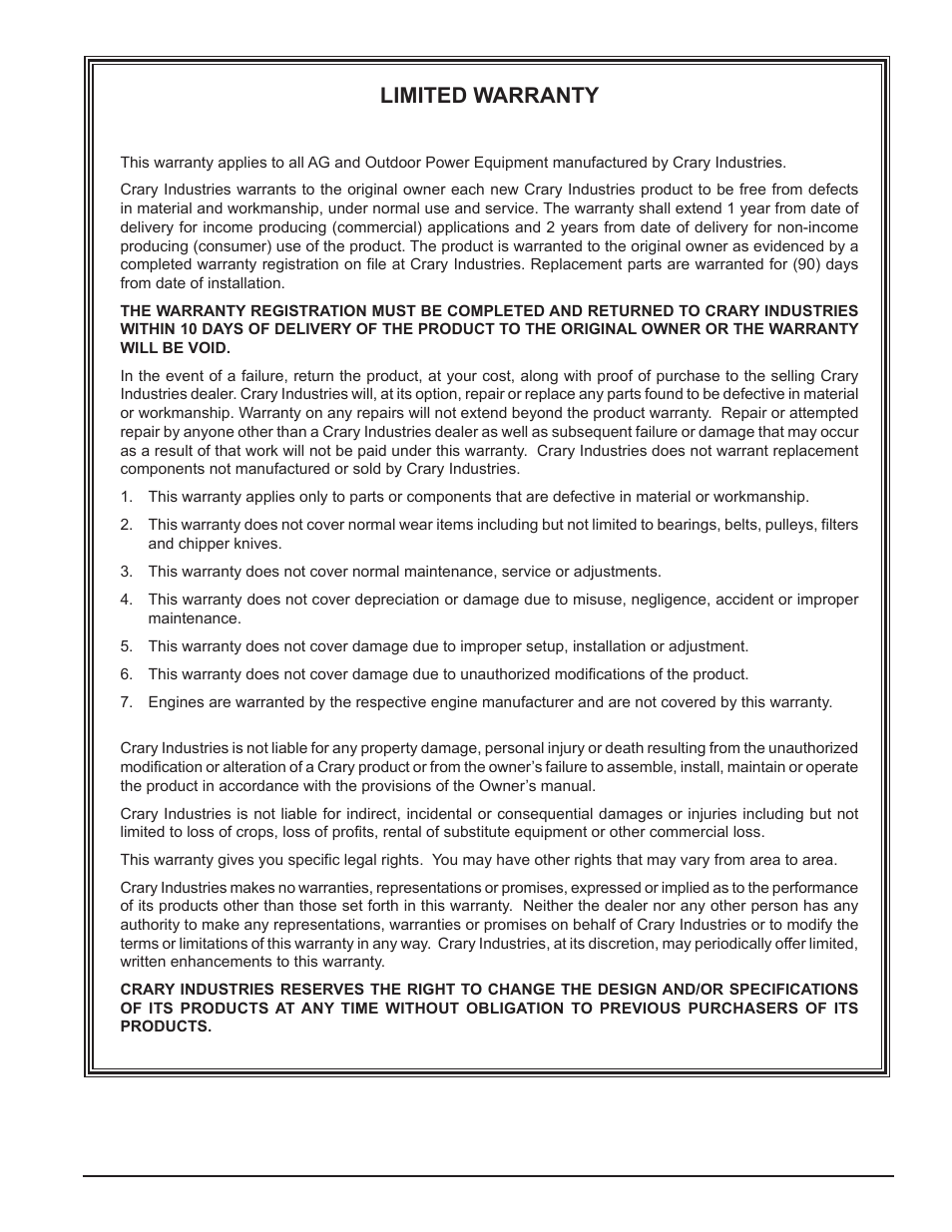 Limited warranty | Echo 72928 Owners Manual v.4 User Manual | Page 3 / 30