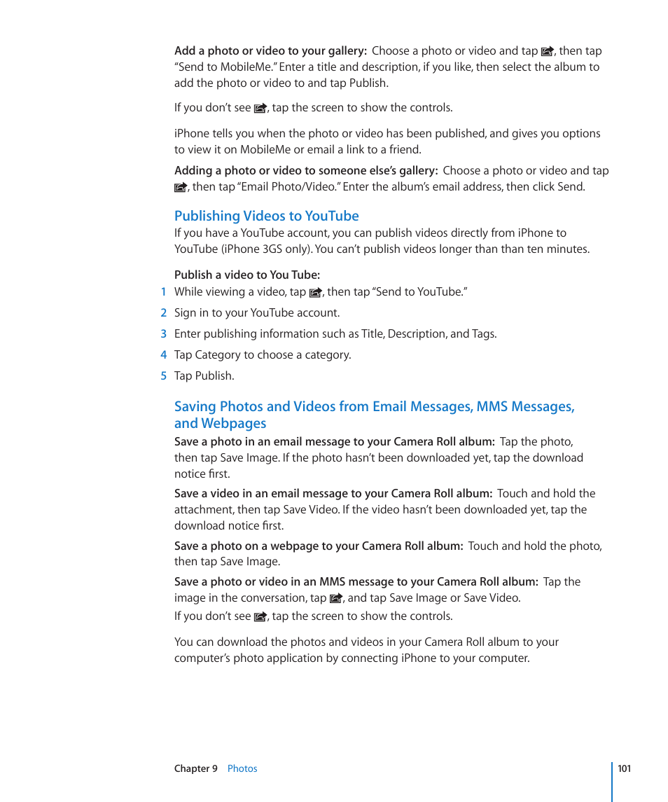 Publishing videos to youtube | Apple iPhone OS 3.1 User Manual | Page 101 / 217